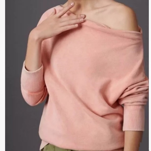 Pilcro XS Donna Tunic Pullover Sweatshirt Top ~ Off Shoulder Relaxed Slub Anthro - Picture 9 of 9